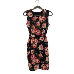 Leyva's Floral Sleeveless Black Pink Summer Short Dress Medium